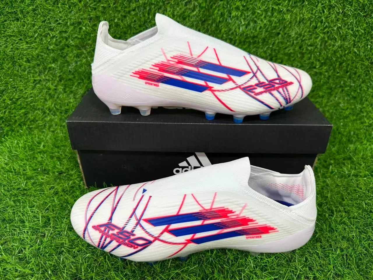 Adidas White Multicolor Sock-Fit Upper Translucent Iridescent Outsole Firm-Ground Soccer Shoes 3