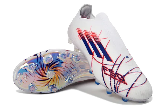 Adidas White Multicolor Sock-Fit Upper Translucent Iridescent Outsole Firm-Ground Soccer Shoes 12