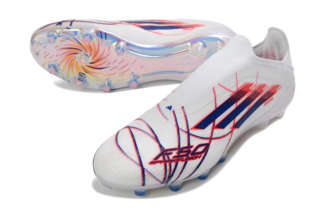Adidas White Multicolor Sock-Fit Upper Translucent Iridescent Outsole Firm-Ground Soccer Shoes 13