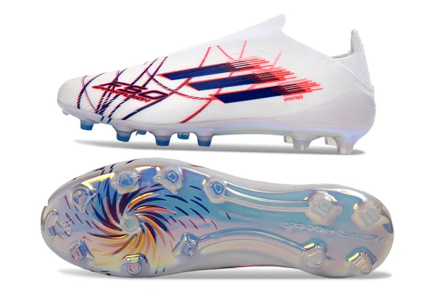 Adidas White Multicolor Sock-Fit Upper Translucent Iridescent Outsole Firm-Ground Soccer Shoes 15