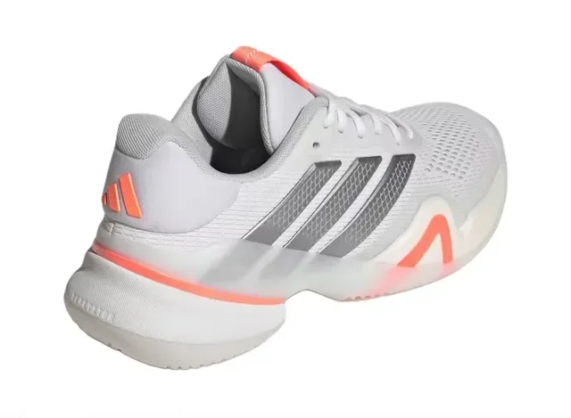 Adidas White Orange Breathable Mesh Upper Metallic Three-Stripe Overlay Sneakers 4