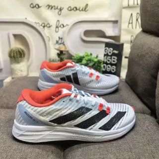 Adidas Blanco Naranja Zapatillas de Running Livianas Plano de Carrera Transpirables con Upper de Malla Respirable