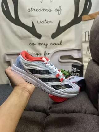 Adidas White Orange Lightweight Racing Flat Breathable Mesh Upper Running Shoes 5