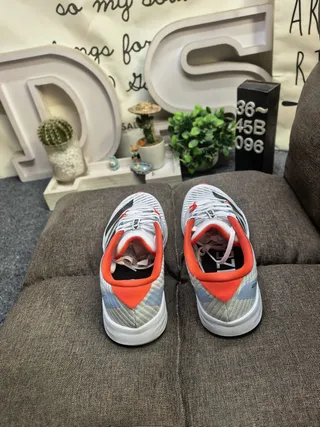 Adidas White Orange Lightweight Racing Flat Breathable Mesh Upper Running Shoes 8