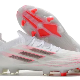 Adidas White Pink Low-Cut Knit Upper Asymmetric Lacing Firm-Ground Soccer Shoes