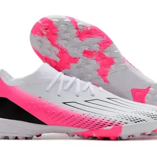 Adidas White Pink Low-Cut Lace-Up Perforated Synthetic Upper Turf Soccer Shoes