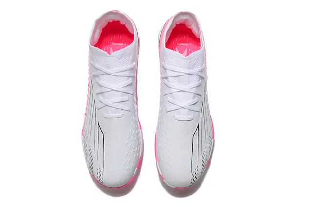Adidas Blanc et Rose Bas Lacets Perforé Synthétique Supérieur Turf Chaussures de Football 2