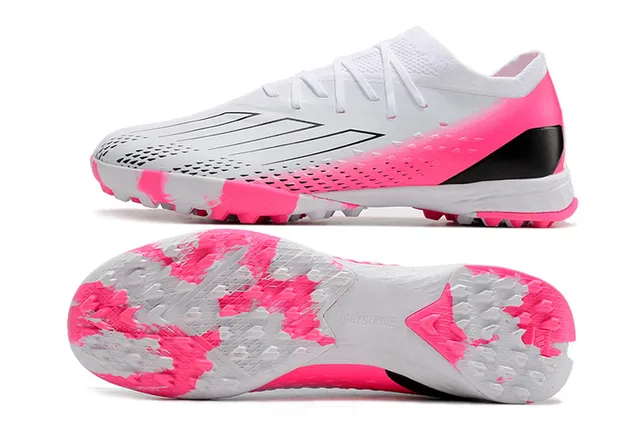 Adidas Blanc et Rose Bas Lacets Perforé Synthétique Supérieur Turf Chaussures de Football 5