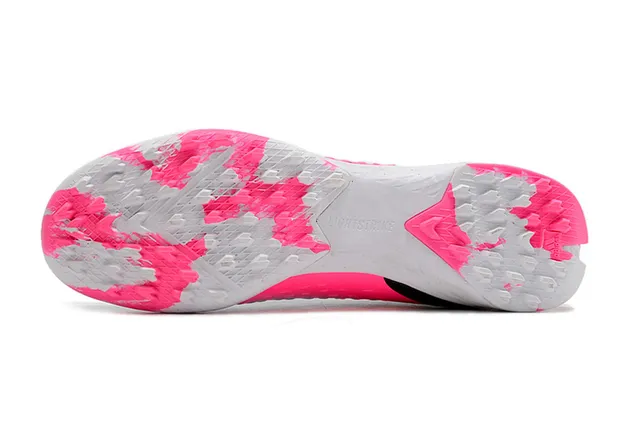 Adidas Blanc et Rose Bas Lacets Perforé Synthétique Supérieur Turf Chaussures de Football 6