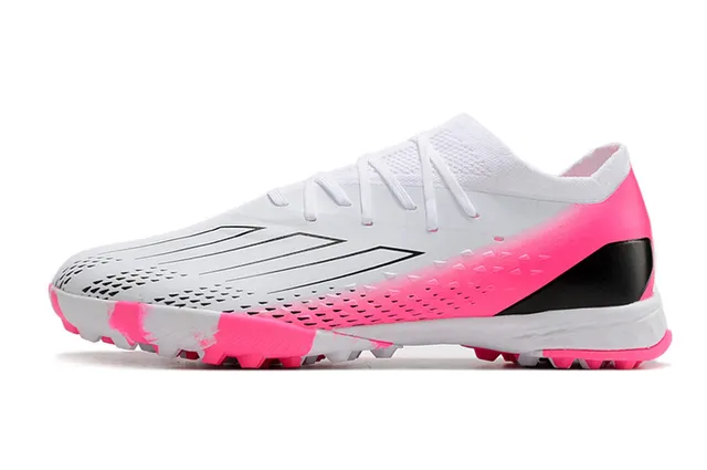 Adidas Blanc et Rose Bas Lacets Perforé Synthétique Supérieur Turf Chaussures de Football 8