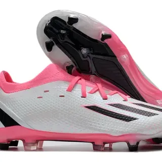 Adidas White Pink Textured Synthetic Upper Asymmetrical Lacing Firm-Ground Soccer Shoes