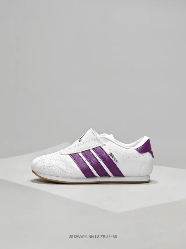Adidas White Purple Laceless Velcro Closure Quilted Upper Sneakers 3