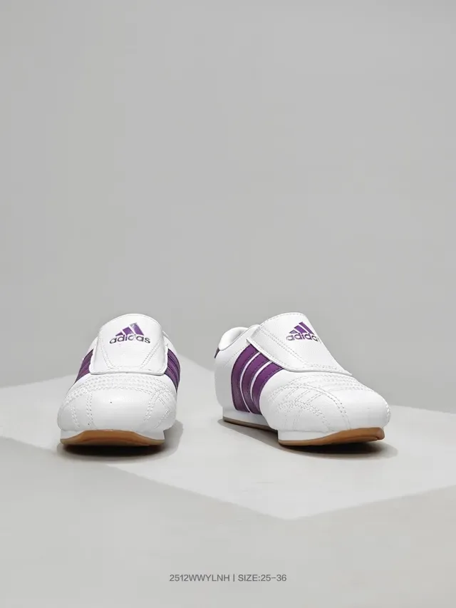 Adidas White Purple Laceless Velcro Closure Quilted Upper Sneakers 15