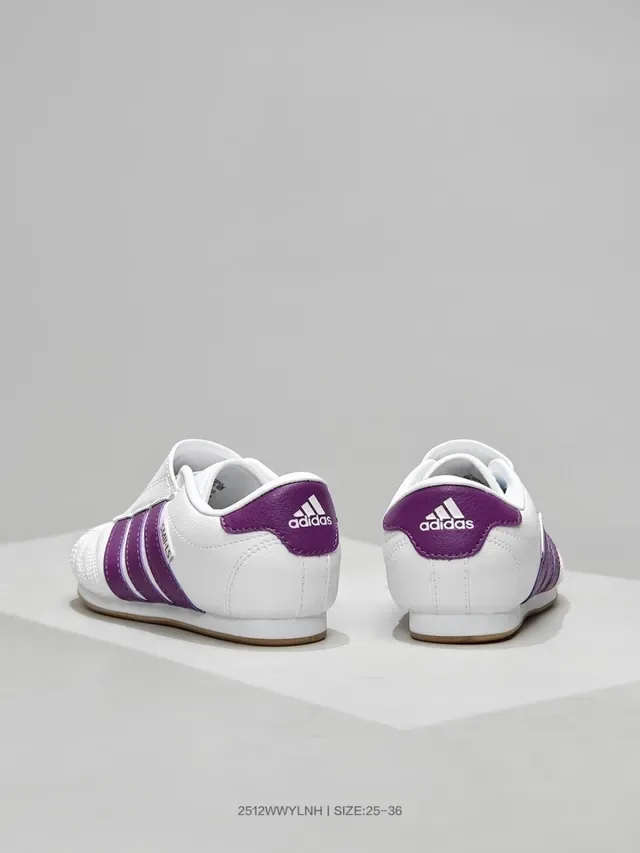 Adidas White Purple Laceless Velcro Closure Quilted Upper Sneakers 16