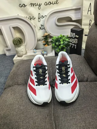 Adidas White Red Perforated Mesh Upper Bold Three-Stripe Branding Lifestyle Sneakers 10
