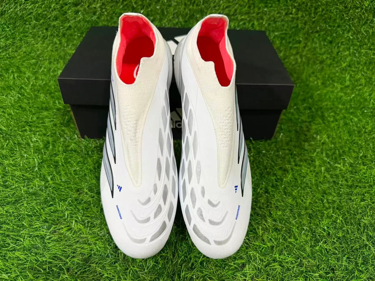 Adidas White Silver Sock-Fit Collar Iridescent Holographic Heel Firm-Ground Soccer Shoes 6