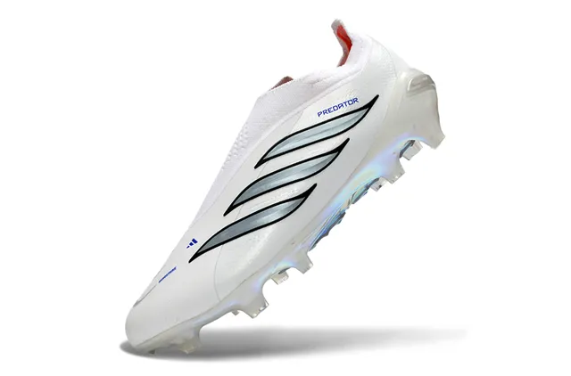 Adidas White Silver Sock-Fit Collar Iridescent Holographic Heel Firm-Ground Soccer Shoes 12