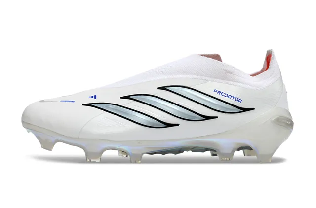 Adidas White Silver Sock-Fit Collar Iridescent Holographic Heel Firm-Ground Soccer Shoes 17