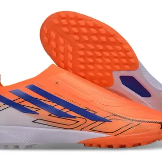 Adidas X Orange Blue Slip-On Sock-Fit Upper Molded Conical Studs Artificial-Grass Soccer Shoes