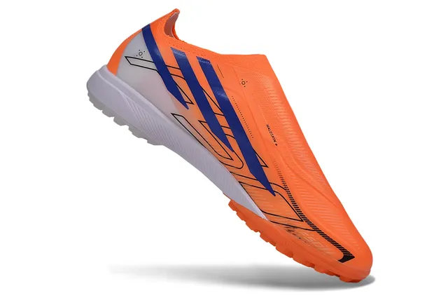 Adidas X Orange Blue Chaussures de football pour gazon artificiel avec semelles coniques moulées, slip-on, sock-fit, upper 2