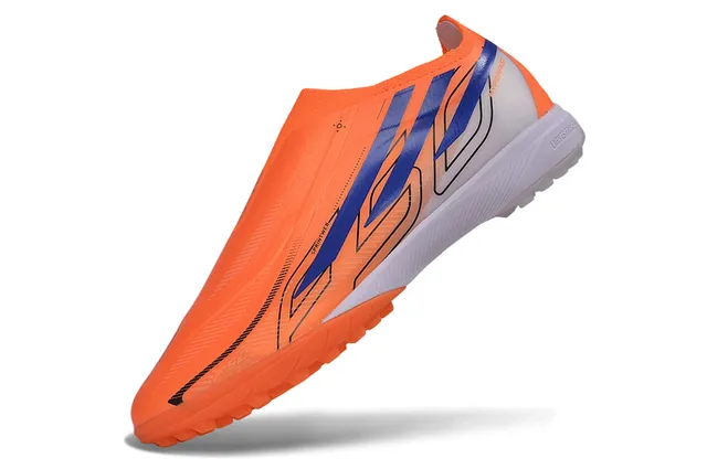 Adidas X Orange Blue Chaussures de football pour gazon artificiel avec semelles coniques moulées, slip-on, sock-fit, upper 3