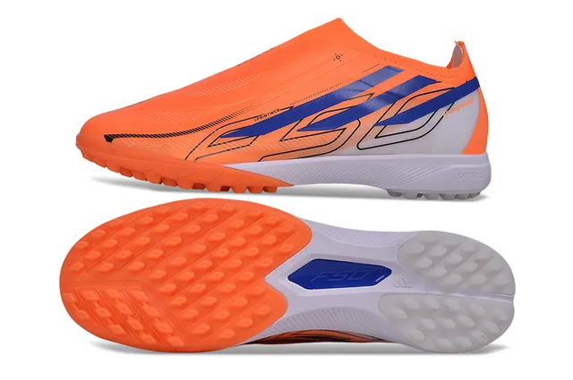 Adidas X Orange Blue Chaussures de football pour gazon artificiel avec semelles coniques moulées, slip-on, sock-fit, upper 6