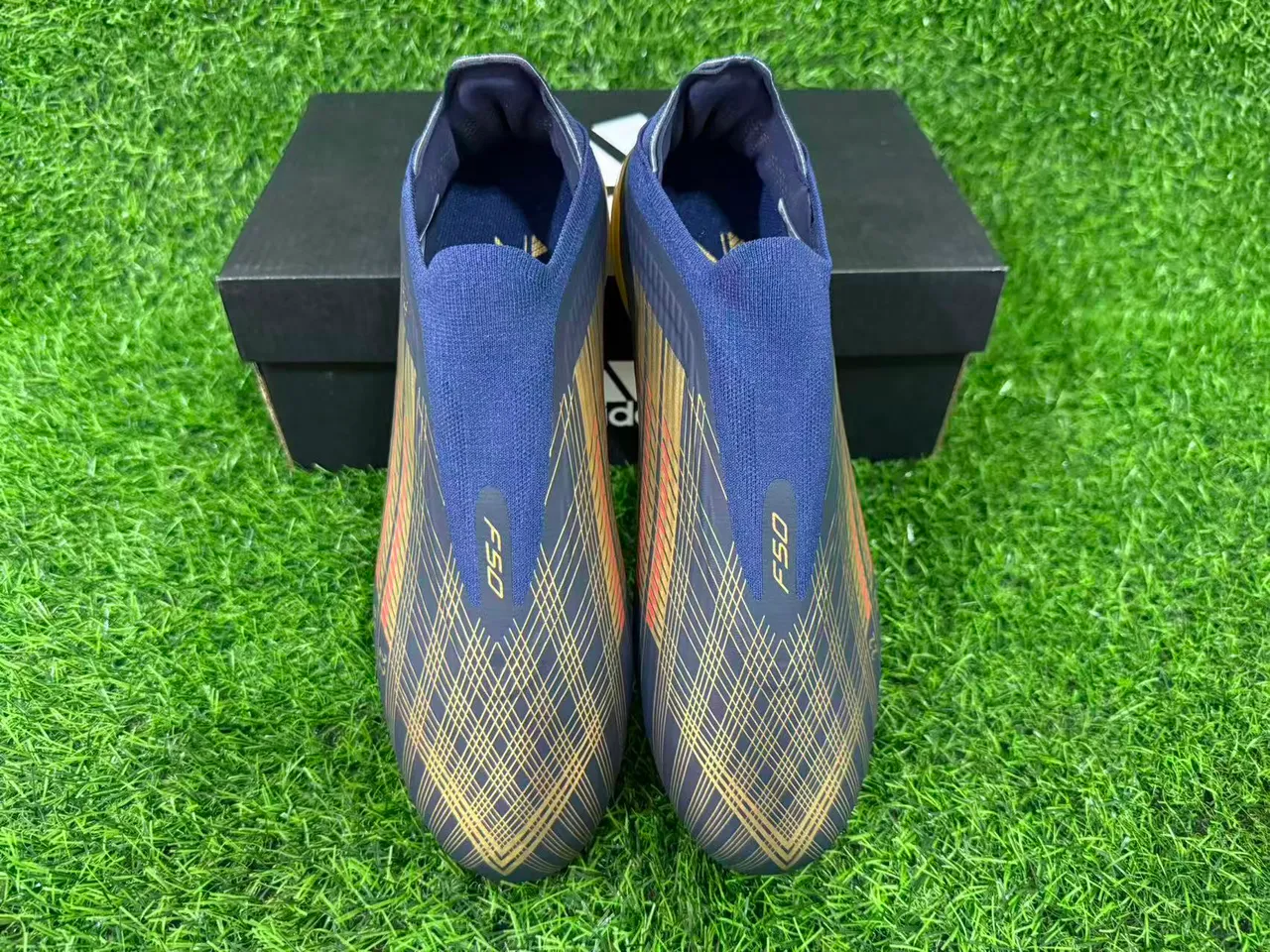 Adidas X Speedportal Dembélé Navy Gold Holographic Firm-Ground Soccer Shoes 12