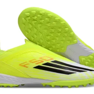Adidas أحذية كرة القدم Turf أصفر أسود بدون أربطة علوي جوارب صناعي نيون