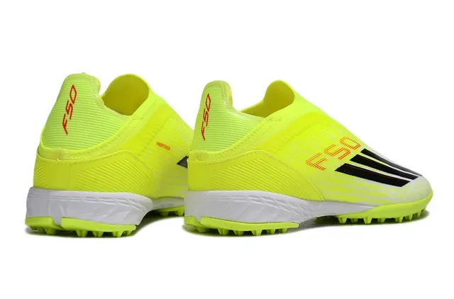 Adidas Chaussures de Football Turf Jaune Noir Sans Lacets Upper Ajuste Chaussette Synthétique Néon 6