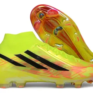 Adidas Yellow Orange Neon Sock-Fit Upper Transparent Gradient Sole Firm-Ground Soccer Shoes