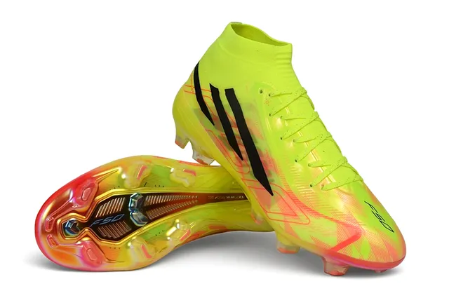 Adidas Yellow Orange Neon Sock-Fit Upper Transparent Gradient Sole Firm-Ground Soccer Shoes 4