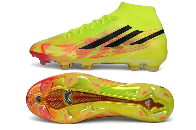 Adidas Yellow Orange Neon Sock-Fit Upper Transparent Gradient Sole Firm-Ground Soccer Shoes 6