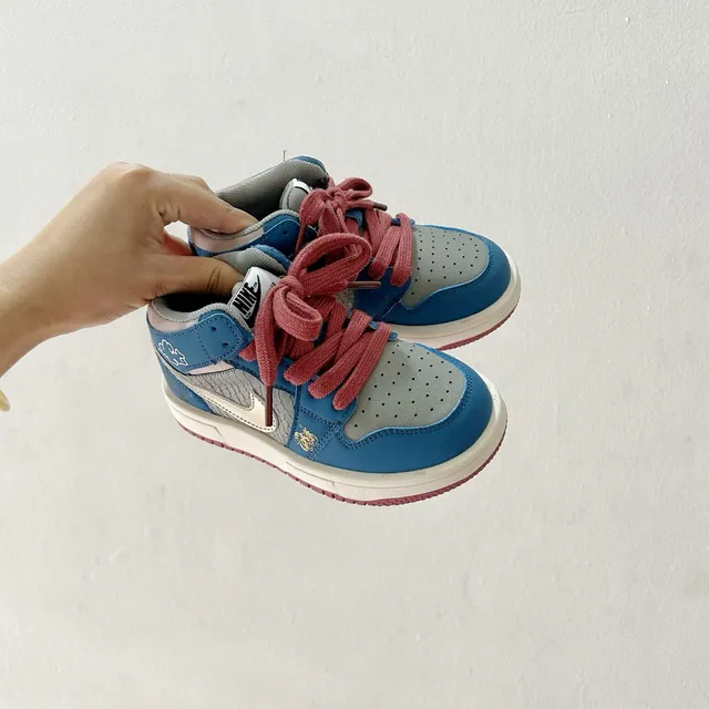 Air Jordan 1 Blue Gray Maroon Kids Basketball Shoes 10
