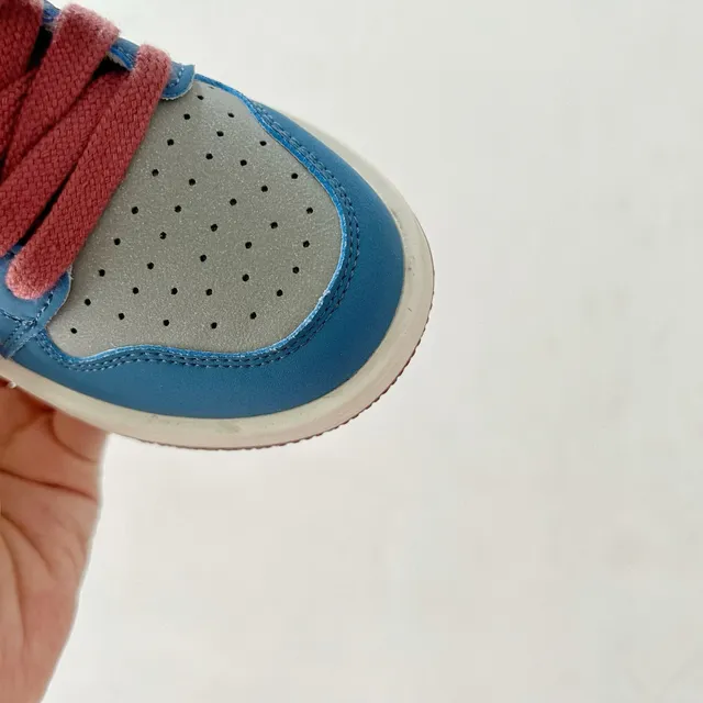 Air Jordan 1 Blue Gray Maroon Kids Basketball Shoes 14