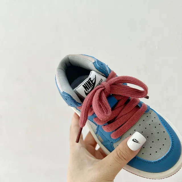 Air Jordan 1 Blue Gray Maroon Kids Basketball Shoes 16
