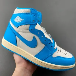 Air Jordan 1 High Blue and Off-White Basketball Shoes