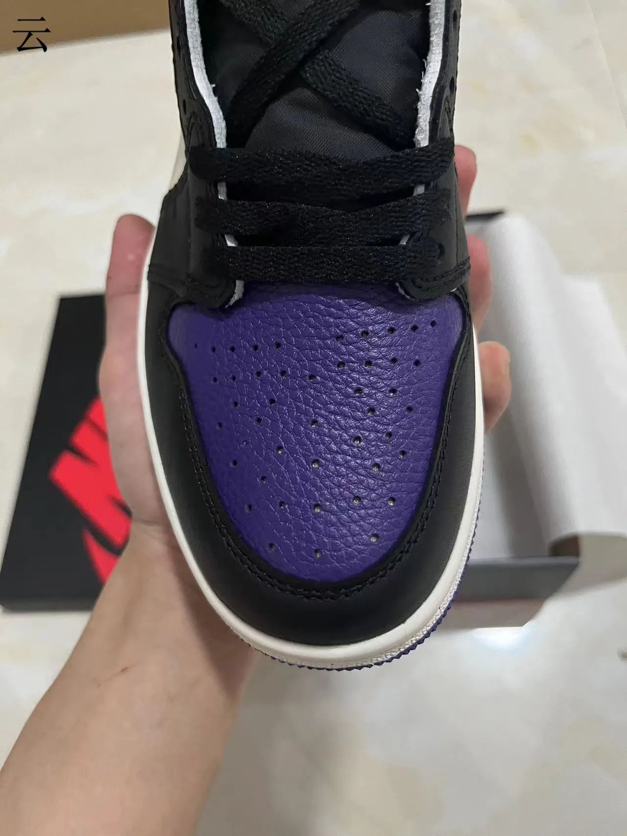 Air Jordan 1 High Purple Black White Basketball Shoes 3