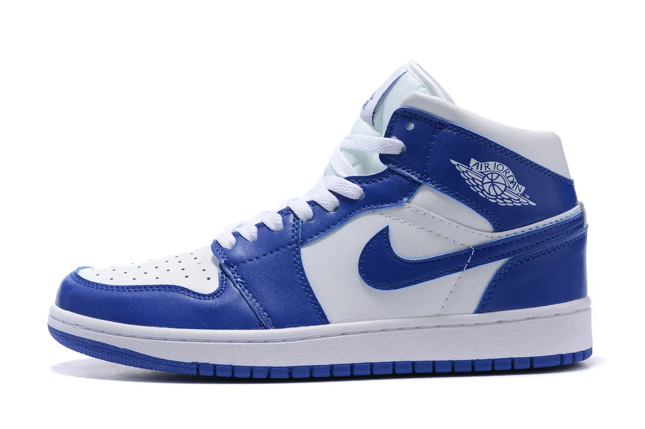 Chaussures de basketball Air Jordan 1 High bleu roi et blanc 5