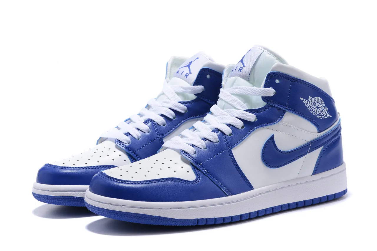 Chaussures de basketball Air Jordan 1 High bleu roi et blanc 6