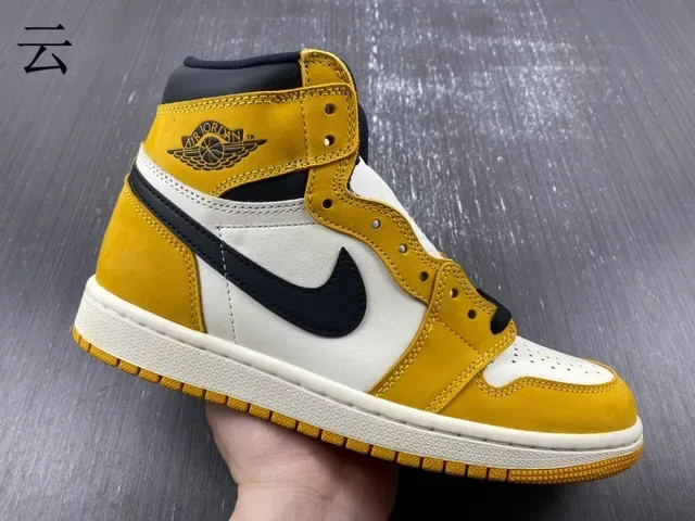 Air Jordan 1 High Top Mustard Yellow Black White Chaussures de basket 2