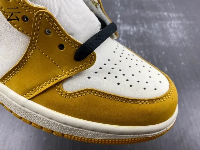 Air Jordan 1 High Top Mustard Yellow Black White Chaussures de basket 5