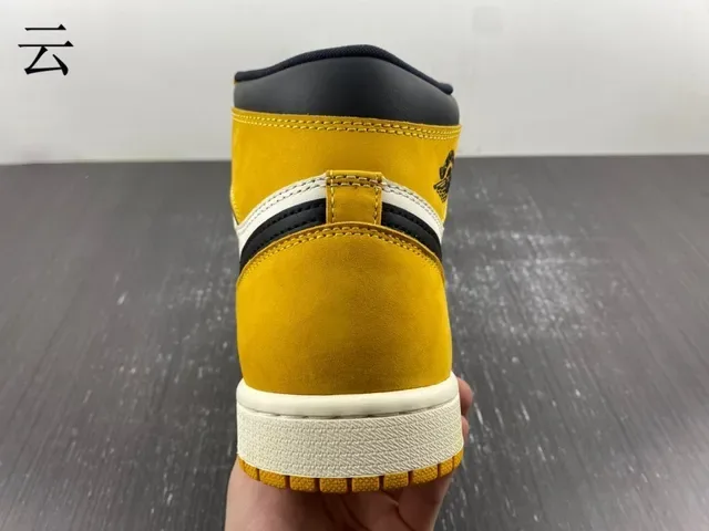 Air Jordan 1 High Top Mustard Yellow Black White Chaussures de basket 14