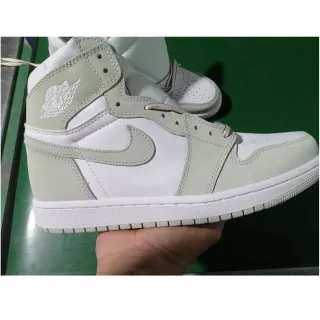 Air Jordan 1 High White and Sage Green Basketball Shoes