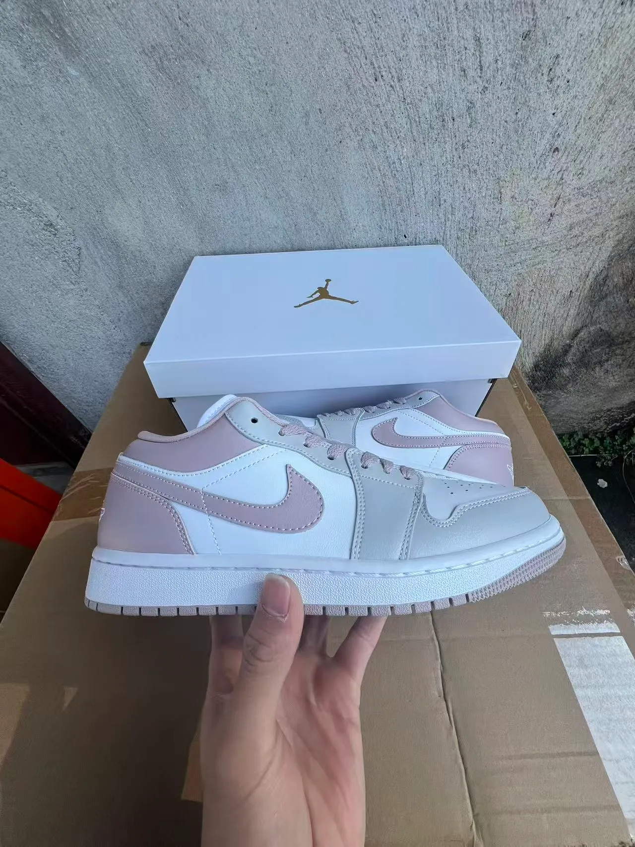 Air Jordan 1 Low White Dusty Pink Lifestyle Sneakers 7