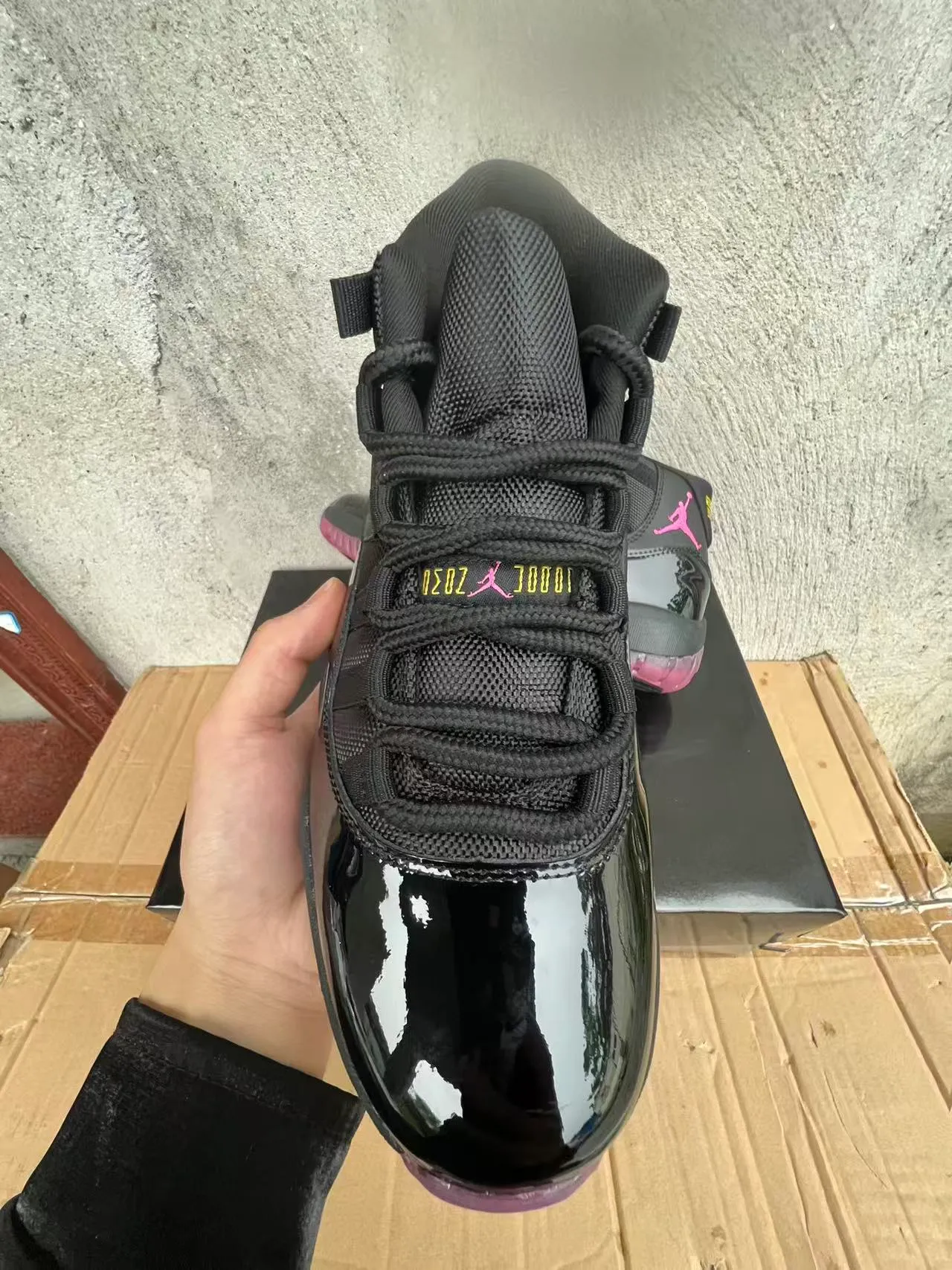 Air Jordan 11 Black Pink Jumpman Basketball Shoes 3