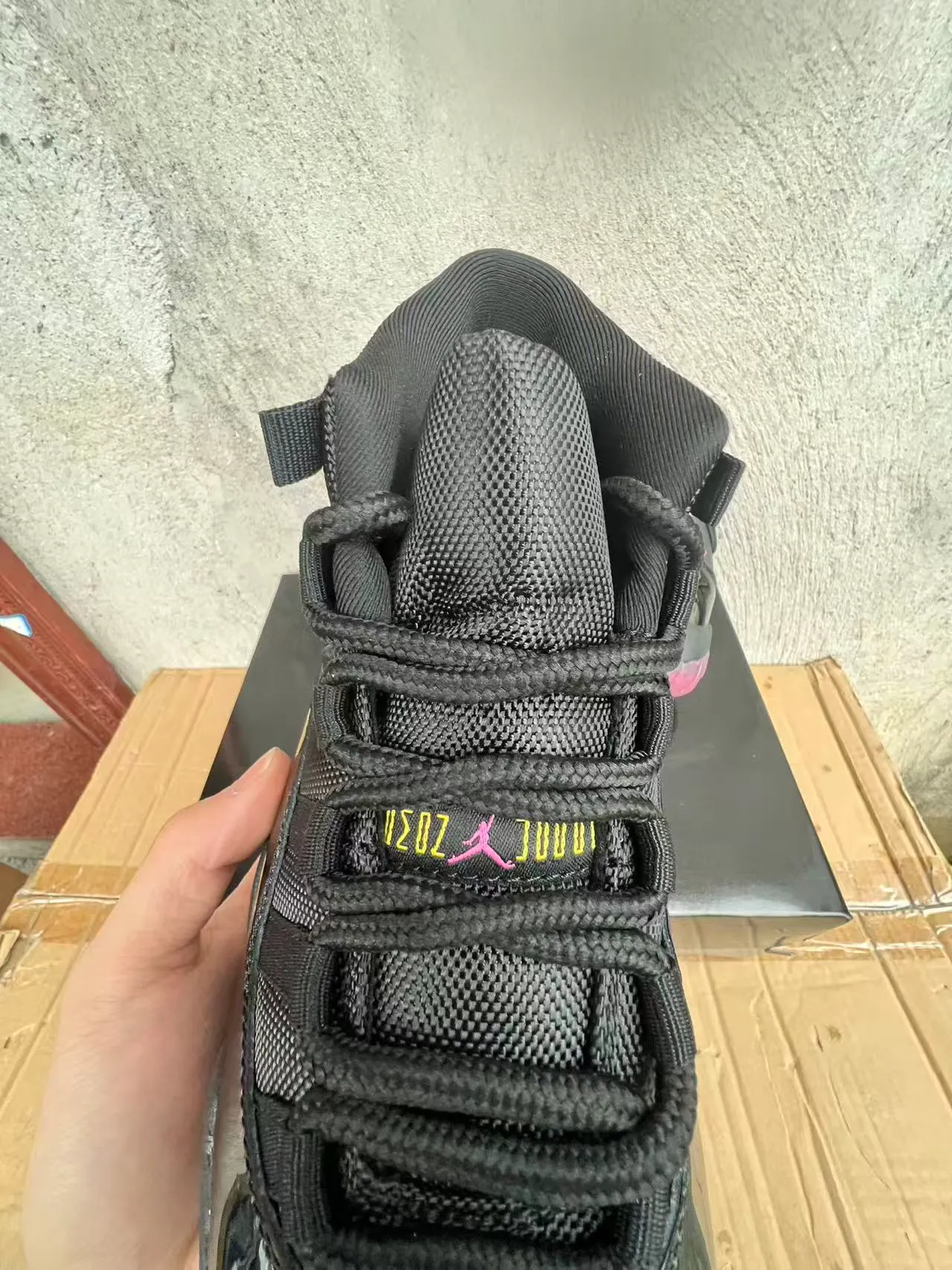 Air Jordan 11 Black Pink Jumpman Basketball Shoes 4