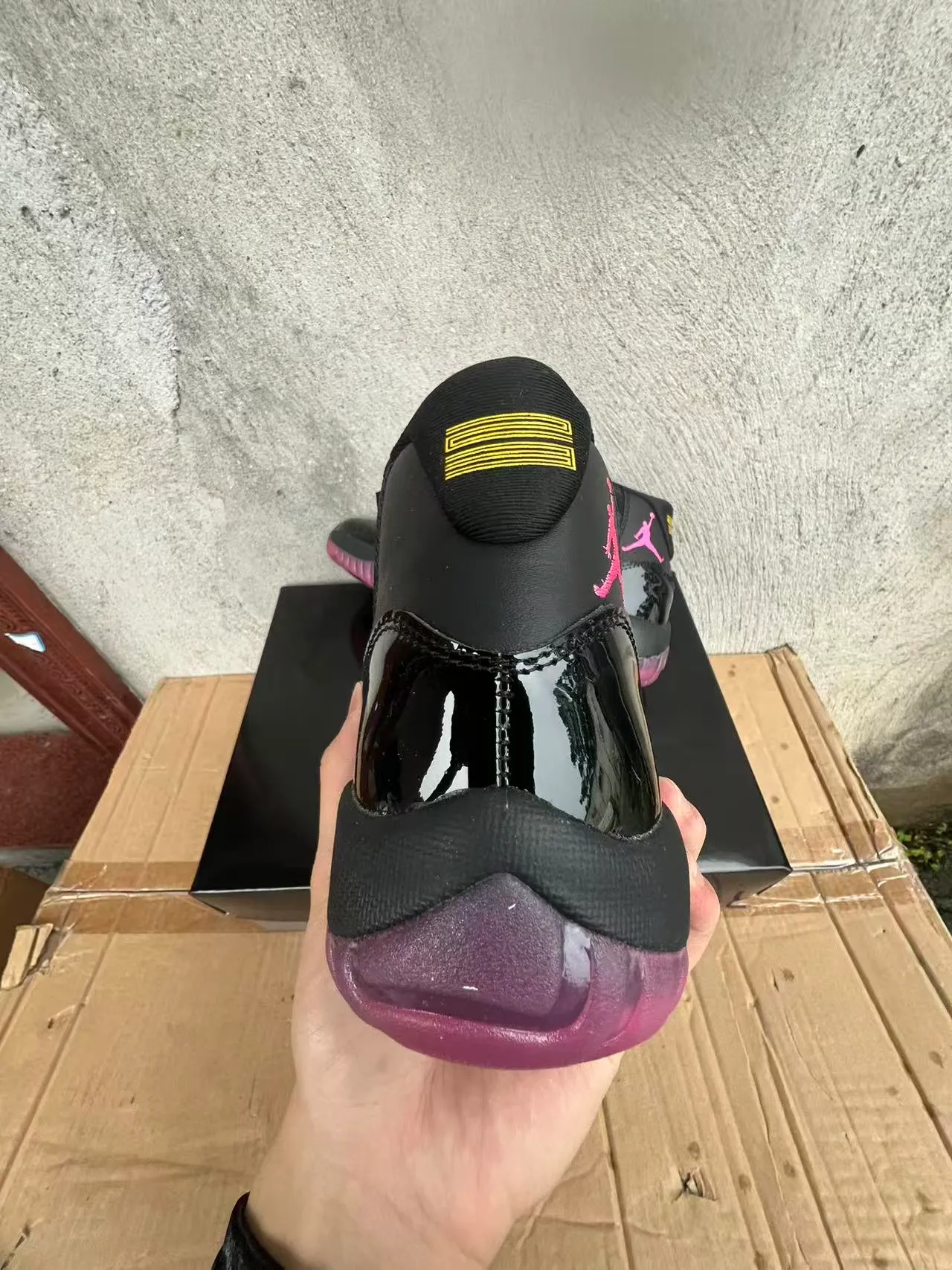 Air Jordan 11 Black Pink Jumpman Basketball Shoes 8