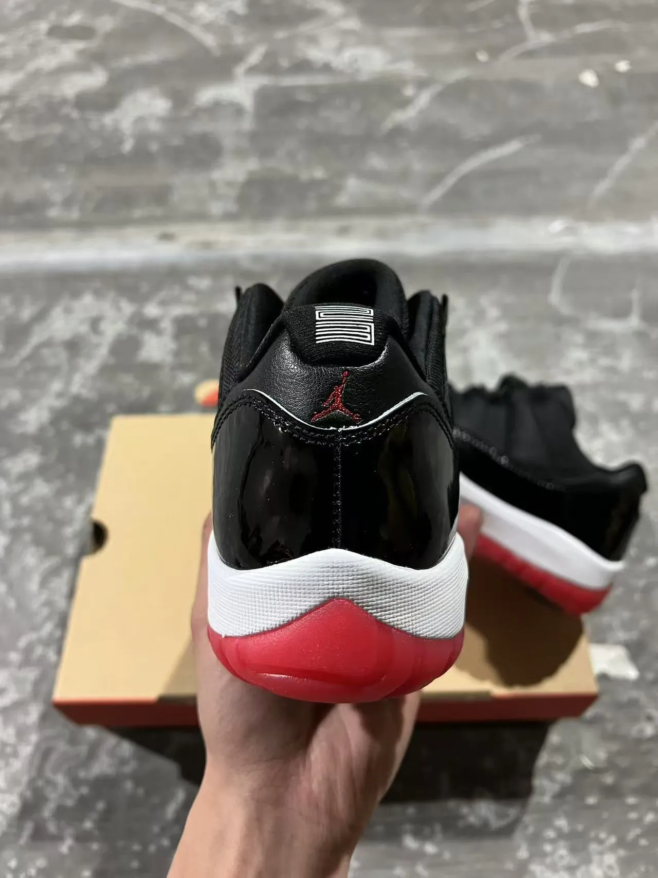 Air Jordan 11 Black White Red Basketball Shoes 4
