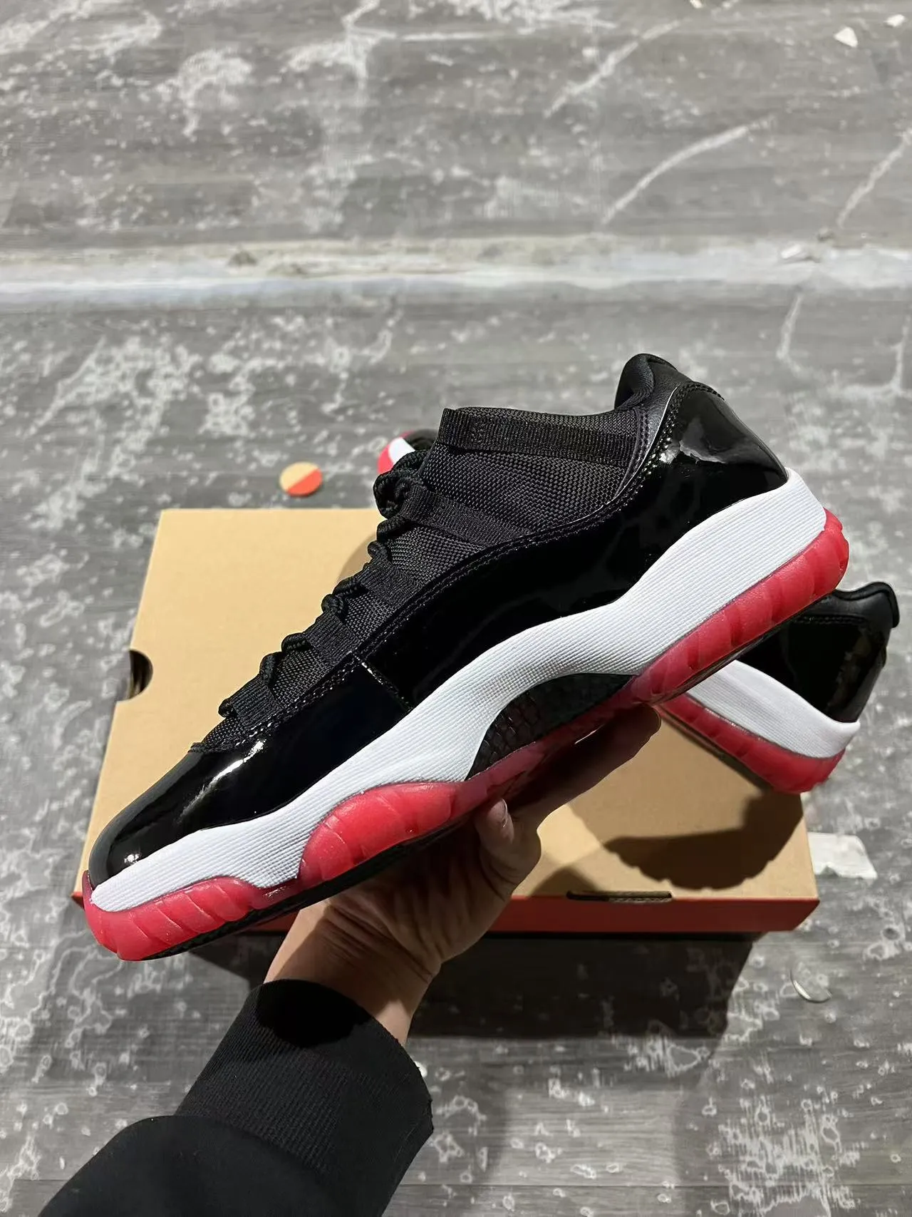 Air Jordan 11 Black White Red Basketball Shoes 7