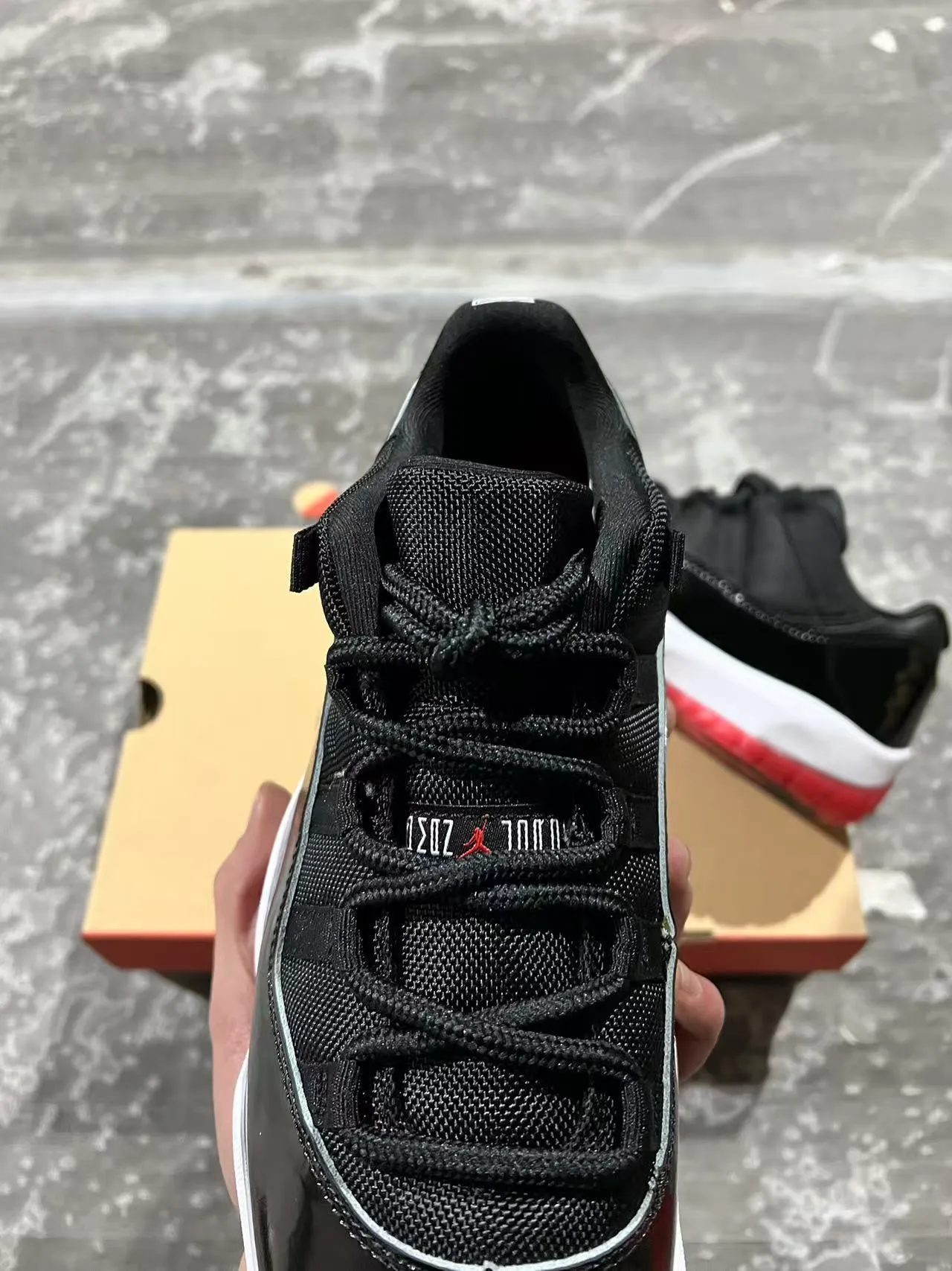 Air Jordan 11 Black White Red Basketball Shoes 8